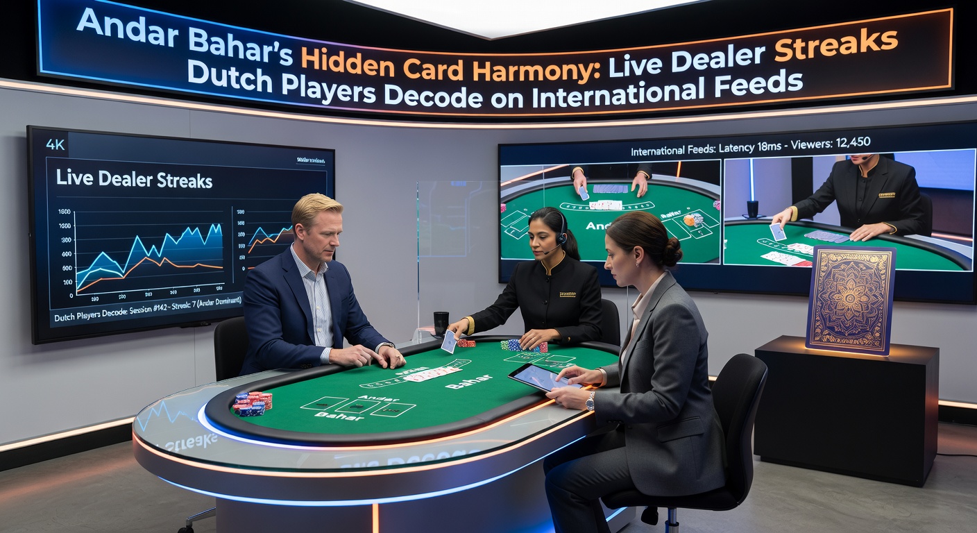Live dealer tafels met Andar Bahar kaarten in actie op internationale streams, waar Nederlandse spelers patronen analyseren