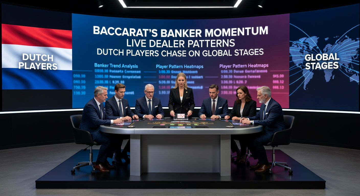 Scoreboard van een live baccarat spel met lange banker streak, geanalyseerd door spelers op internationale tafels met Europese dealers