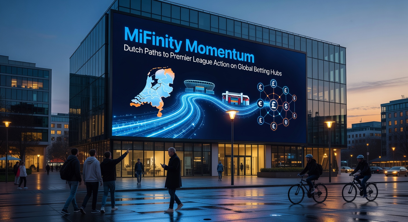 Schermafbeelding van een MiFinity-interface gekoppeld aan een Premier League live betting dashboard, met real-time odds en transacties