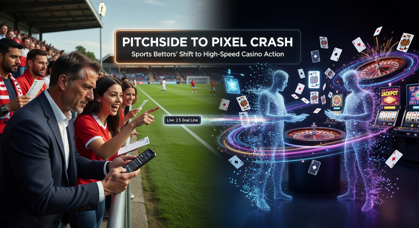 Sportwedder staart naar een crash game multiplier die de hemel in schiet, terwijl een voetbalwedstrijd op de achtergrond vervaagt