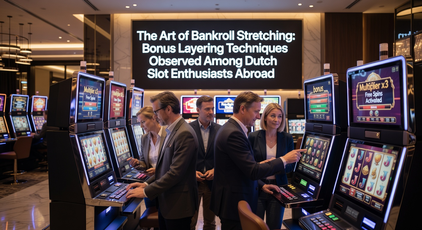 Nederlandse slotspelers die bonussen stapelen op een internationaal casino-platform, met zichtbare jackpot-schermen en bonus-iconen