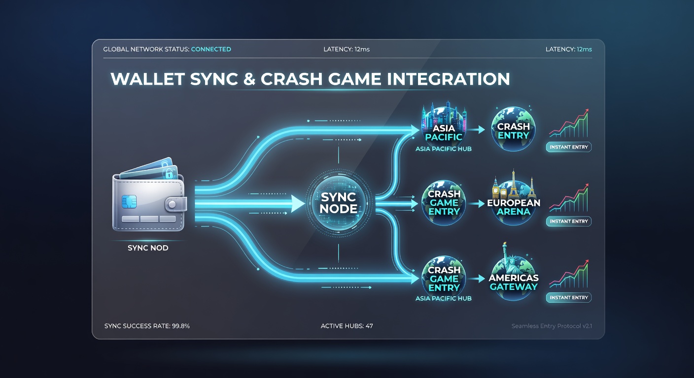 Diagram van realtime synchronisatie tussen wallets en crash game interfaces